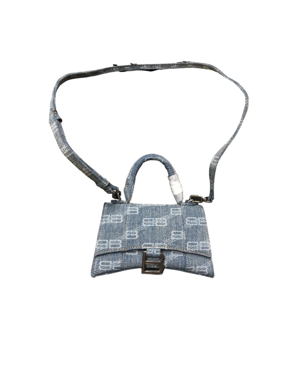 Hourglass XS Handbag Bb Monogram Bleached Denim In Blue For Women 7in/19cm