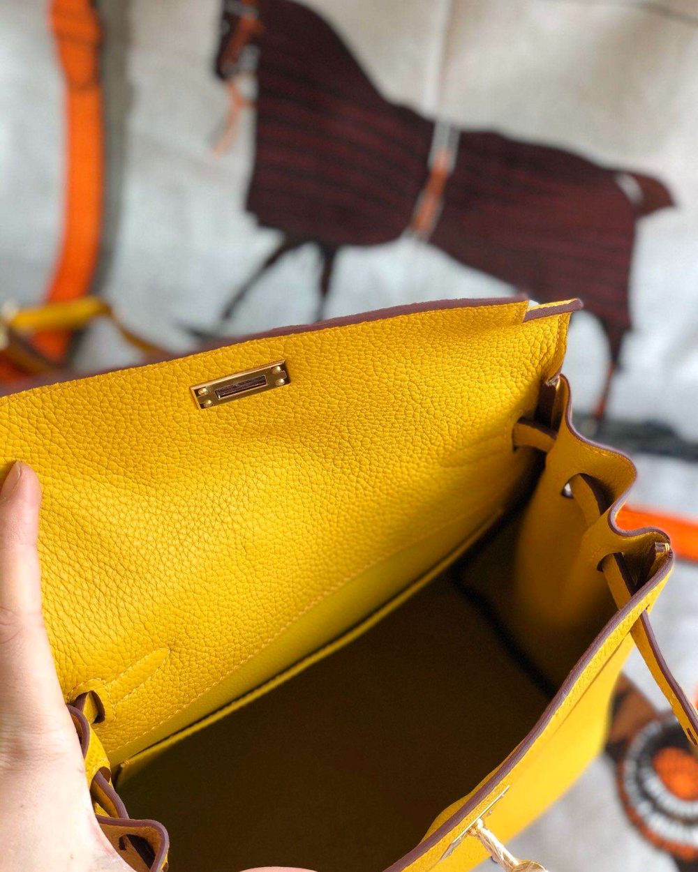 1:1 Replica Kelly Danse II Bag Swift Yellow/Black/Brown/White/Orange For Women 22cm / 8.7in
