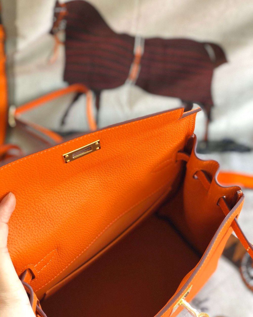 1:1 Replica Kelly Danse II Bag Swift Yellow/Black/Brown/White/Orange For Women 22cm / 8.7in