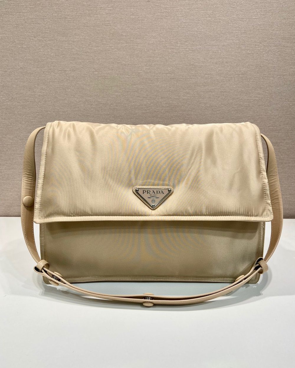 Large Padded Shoulder Bag In Beige For Women 14.1in/ 36cm 1BD256_RDLN_F0F24_V_OOO