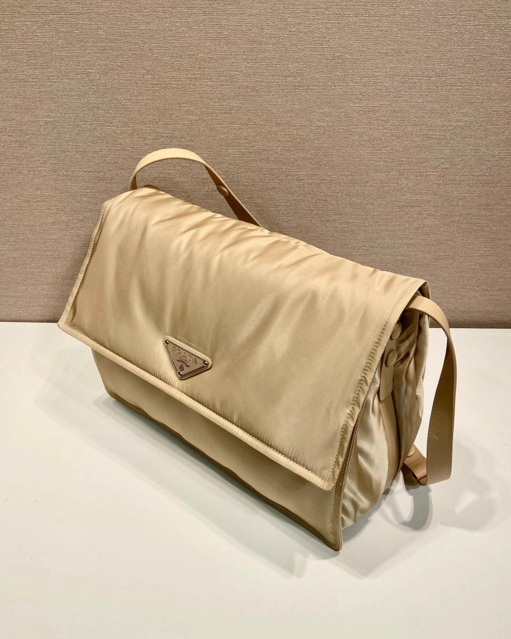 Large Padded Shoulder Bag In Beige For Women 14.1in/ 36cm 1BD256_RDLN_F0F24_V_OOO