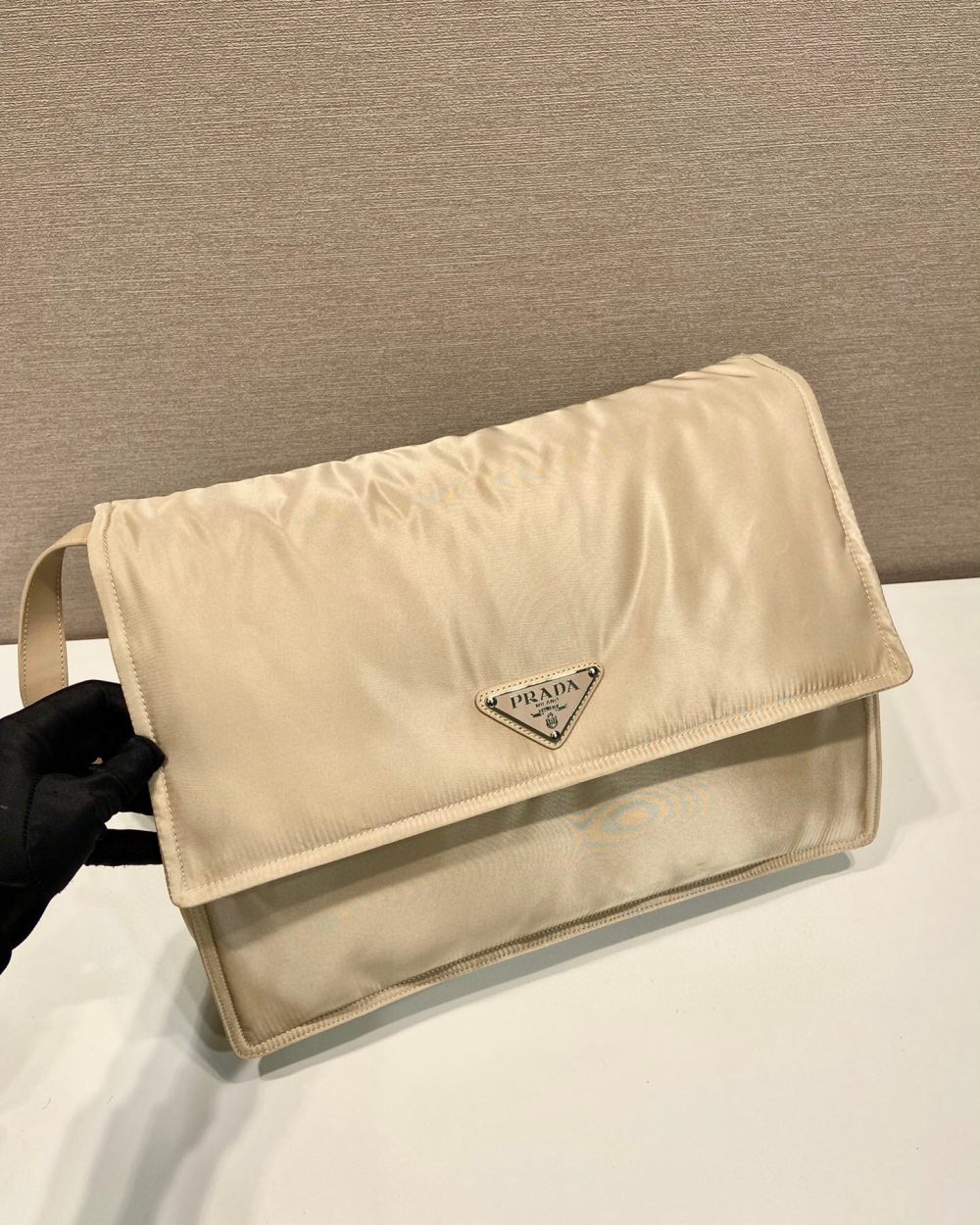 Large Padded Shoulder Bag In Beige For Women 14.1in/ 36cm 1BD256_RDLN_F0F24_V_OOO