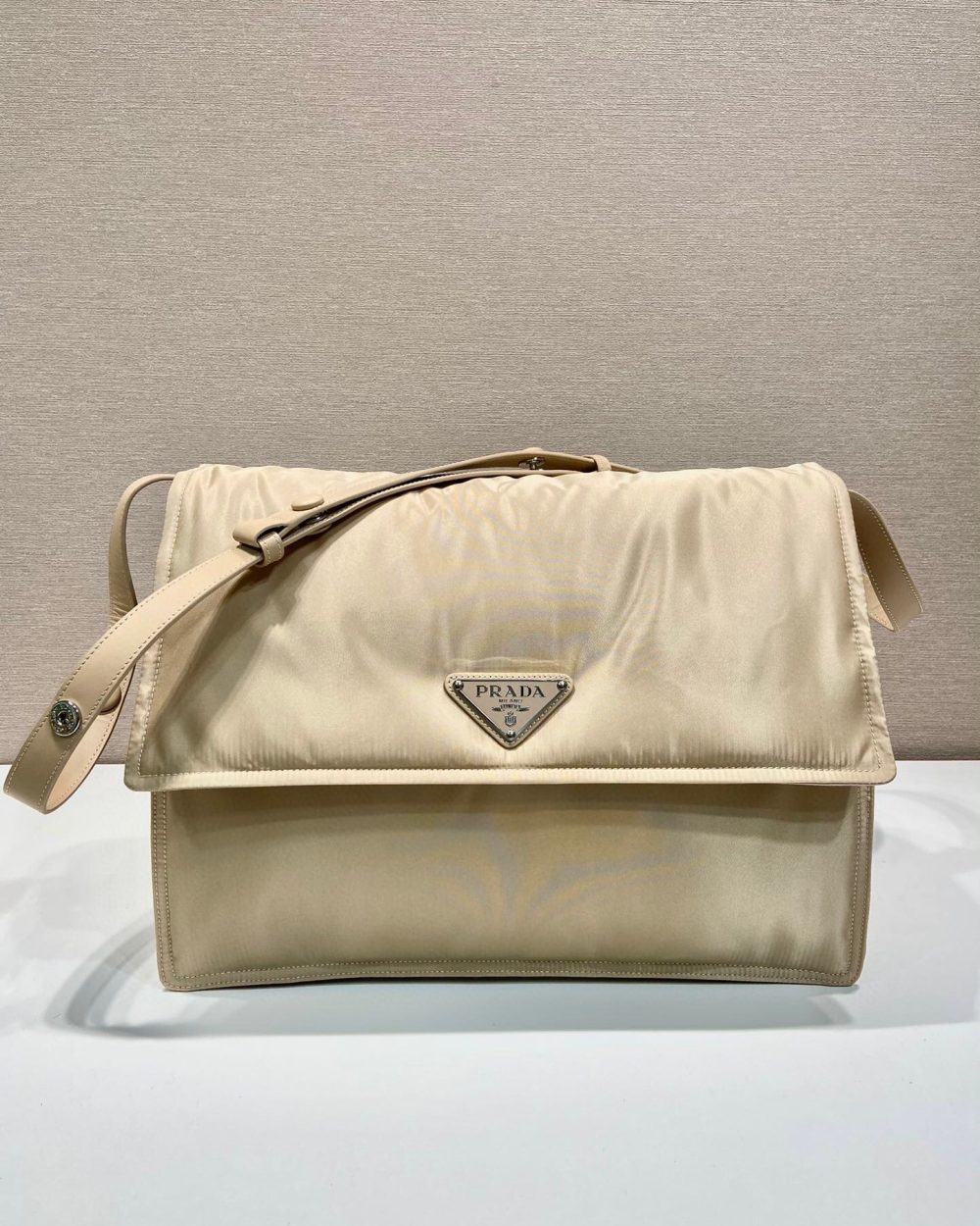 Large Padded Shoulder Bag In Beige For Women 14.1in/ 36cm 1BD256_RDLN_F0F24_V_OOO