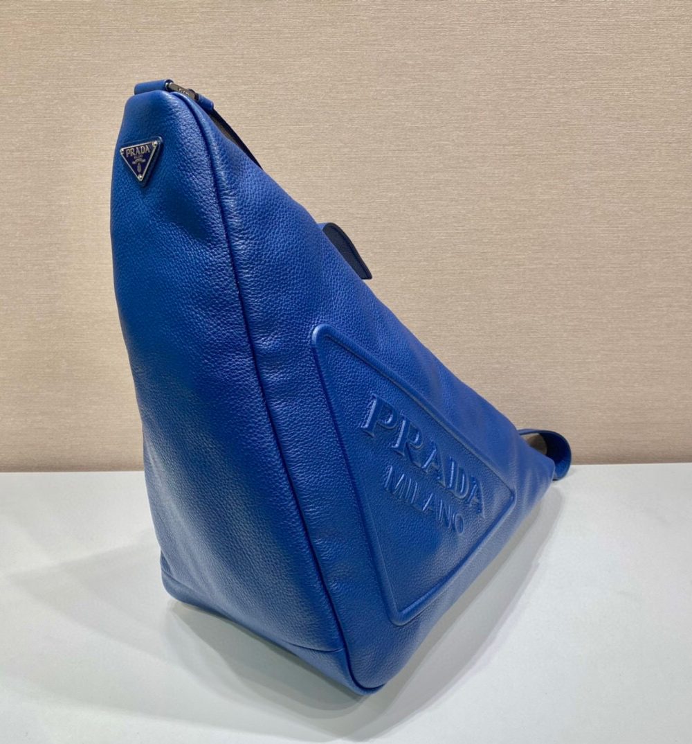 Large Prada Triangle Bag In Blue For Men 22.8in/ 58cm