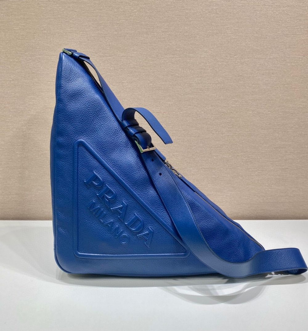 Large Prada Triangle Bag In Blue For Men 22.8in/ 58cm