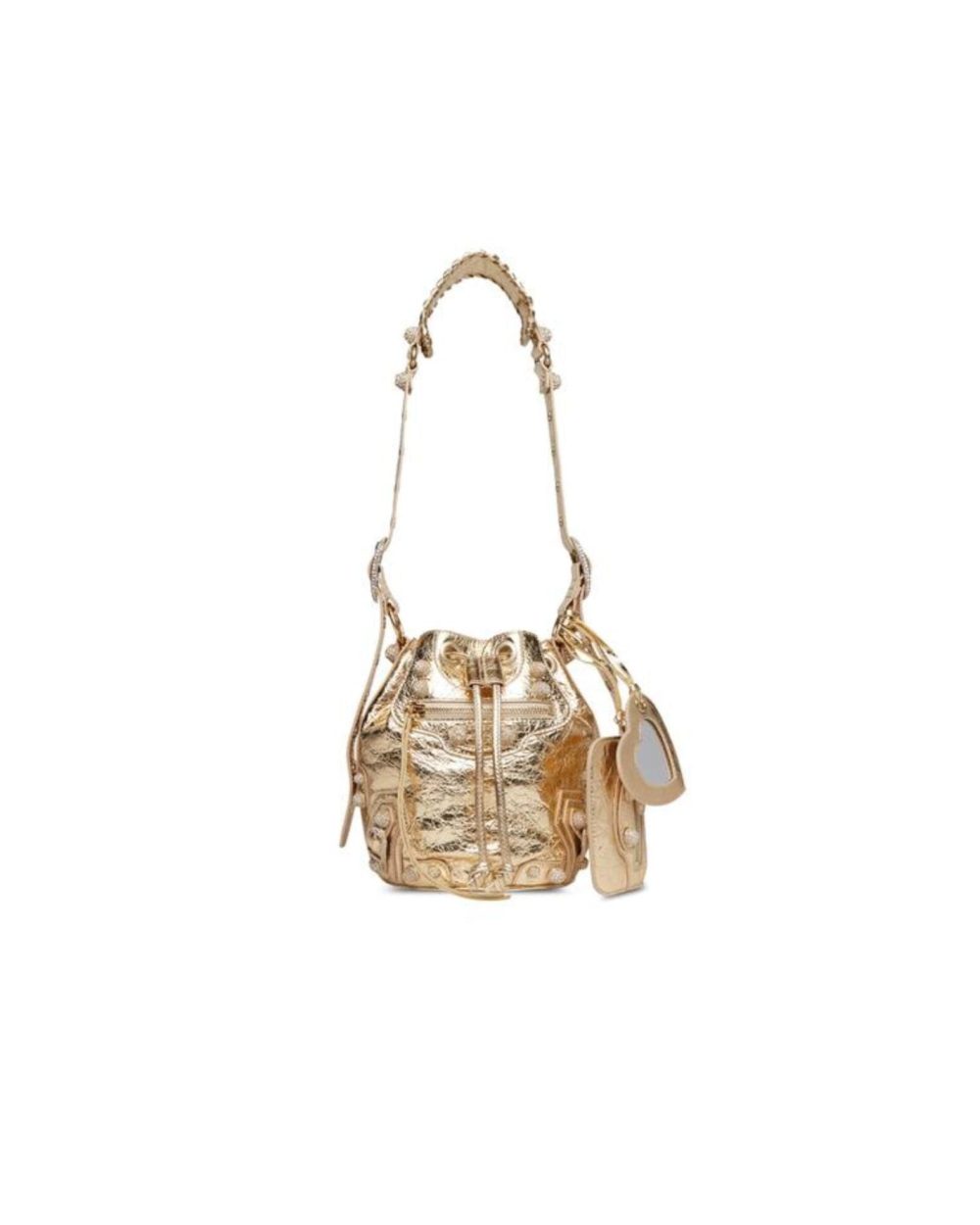 Le Cagole Xs Bucket Bag Metallized With Rhinestones In Gold Tone For Women 7.8in/20 cm 702431210D48006