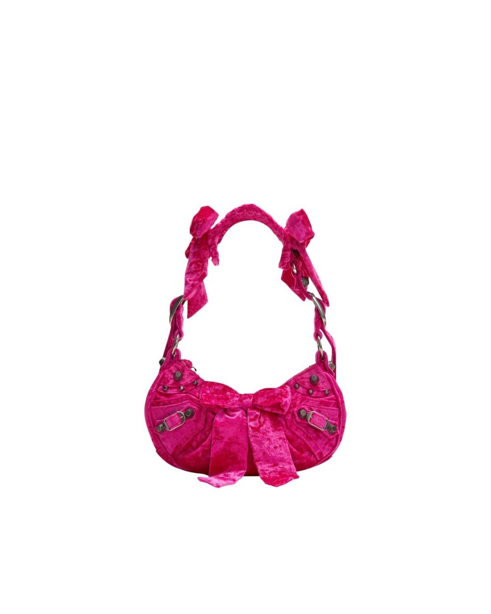 Le Cagole Xs Velvet Bow Shoulder Bag Pink/Blue/Black For Women 10.2 in/26 cm