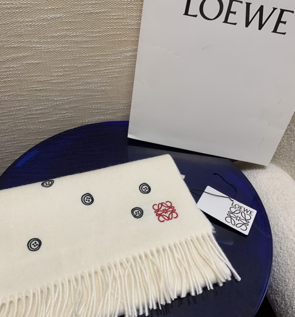 Loewe Button White Scarf 180cm/71in
