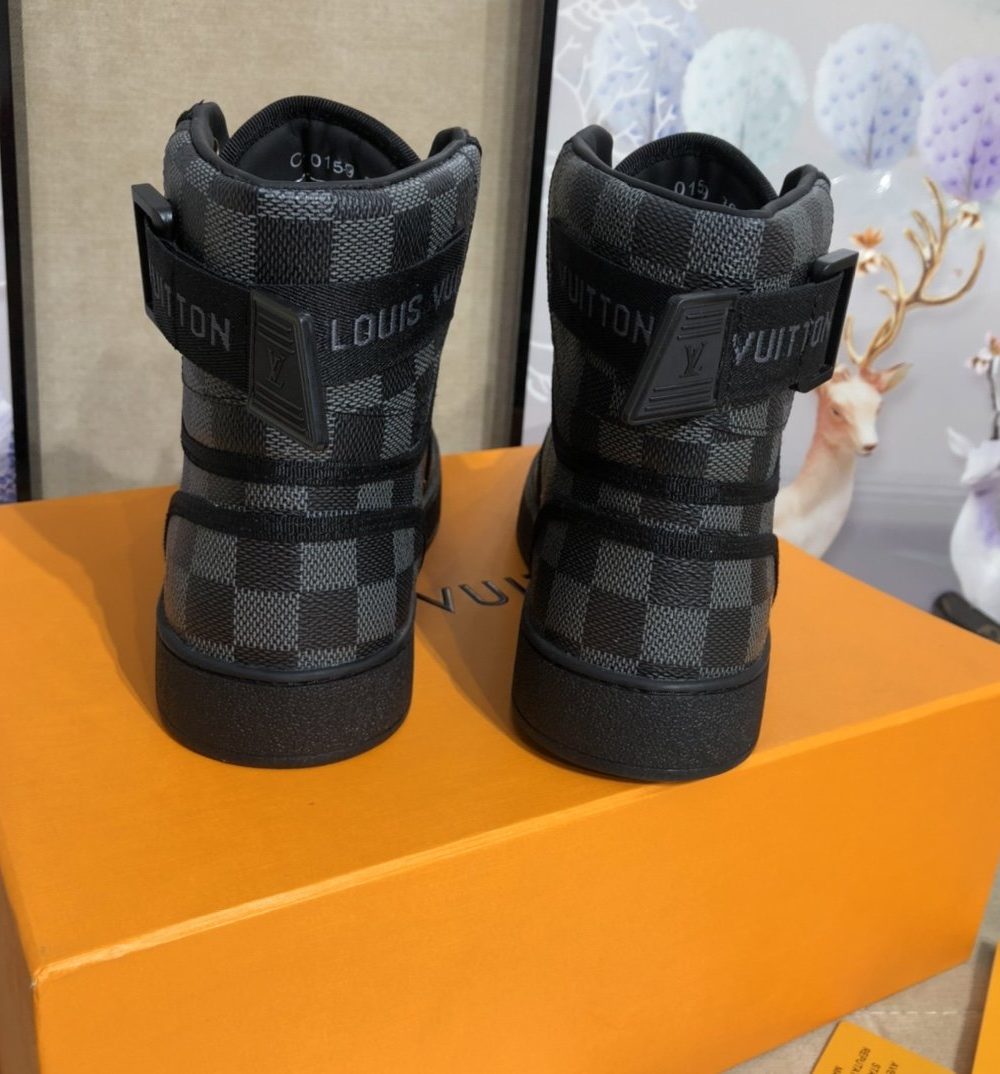 Louis Vuitton Boombox Sneaker Boot Patent Monogram Material Black For Women LV