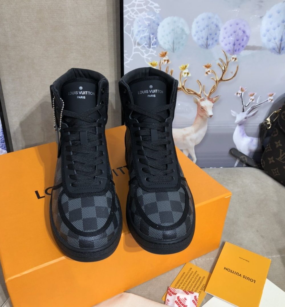 Louis Vuitton Boombox Sneaker Boot Patent Monogram Material Black For Women LV