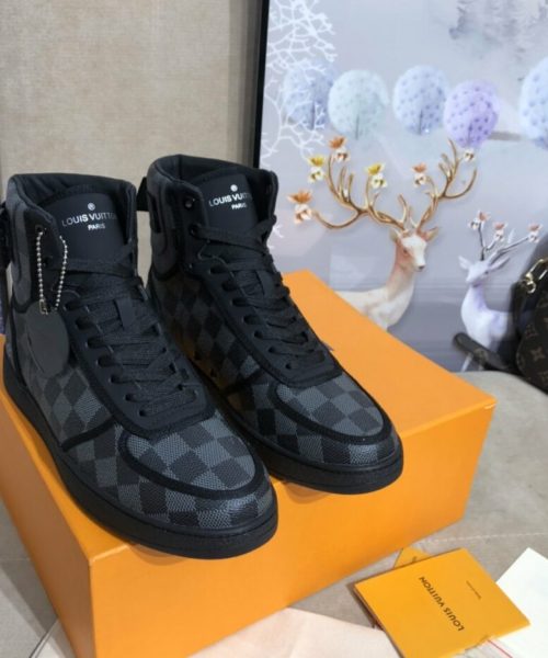 Louis Vuitton Boombox Sneaker Boot Patent Monogram Material Black For Women LV