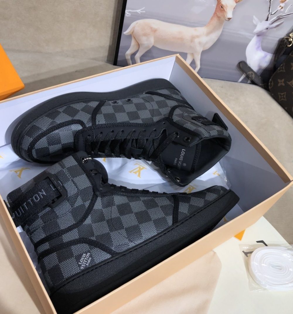 Louis Vuitton Boombox Sneaker Boot Patent Monogram Material Black For Women LV