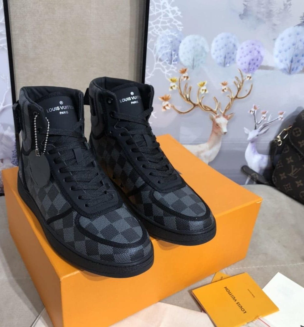 Louis Vuitton Boombox Sneaker Boot Patent Monogram Material Black For Women LV