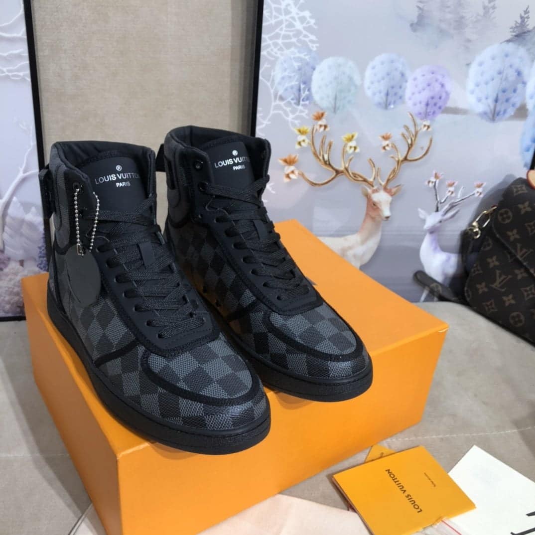 Louis Vuitton Boombox Sneaker Boot Patent Monogram Material Black For Women LV