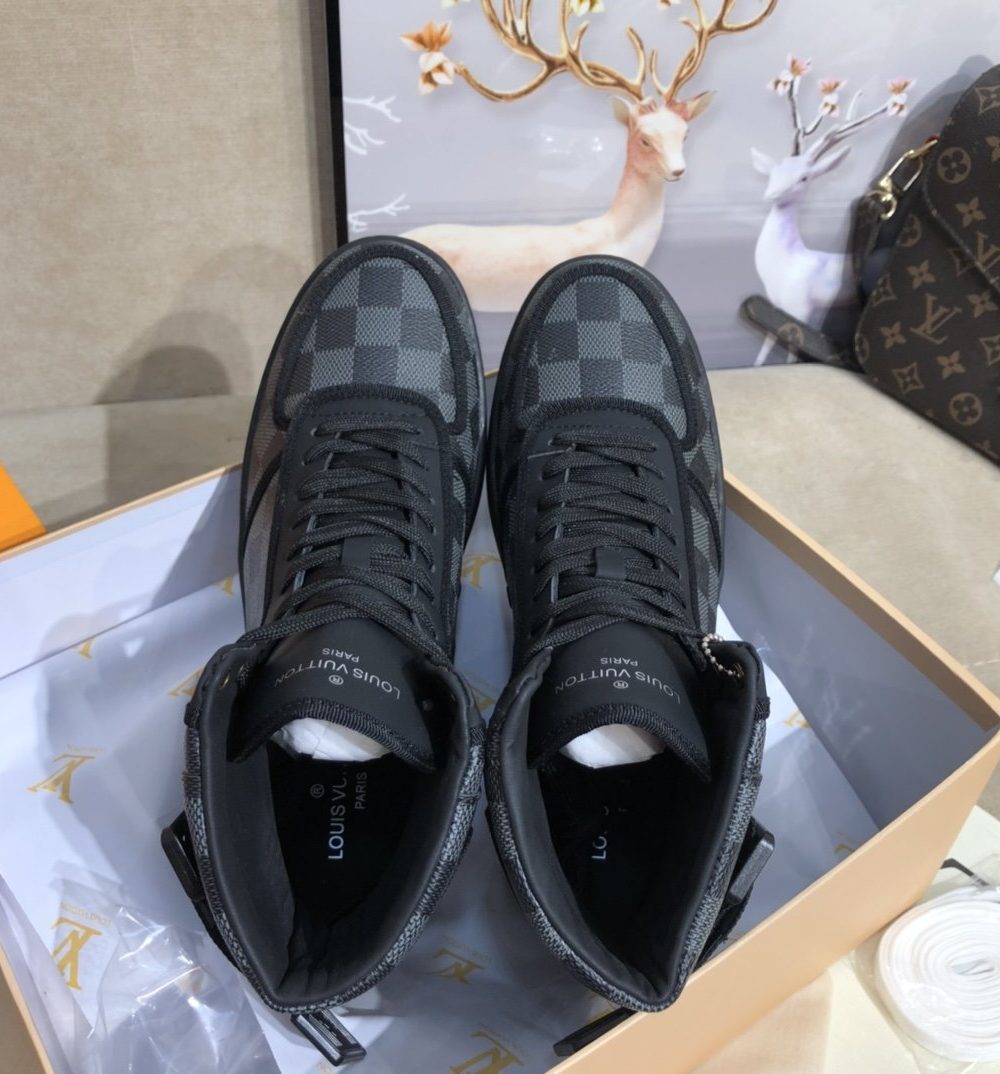 Louis Vuitton Boombox Sneaker Boot Patent Monogram Material Black For Women LV
