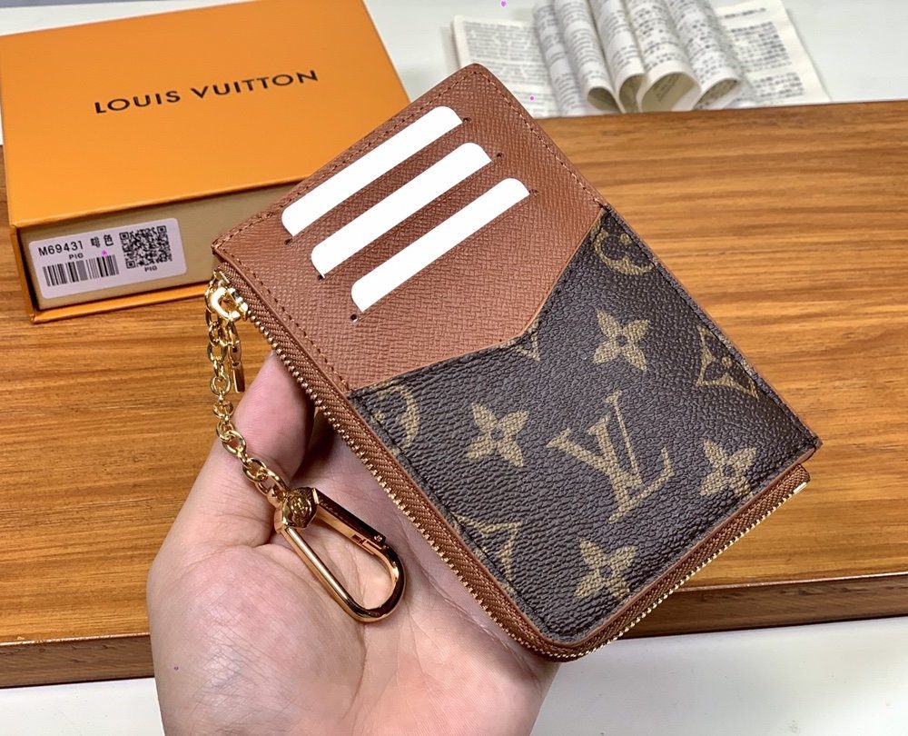1:1 Replica Louis Vuitton Card Holder Recto Verso Combines Monogram Canvas Brown For Women, Women's Wallet 13cm LV