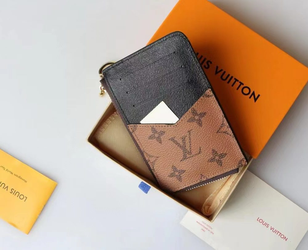 1:1 Replica Louis Vuitton Card Holder Recto Verso Monogram and Monogram Reverse Canvas For Women, Women's Wallets 5.1in/13cm LV