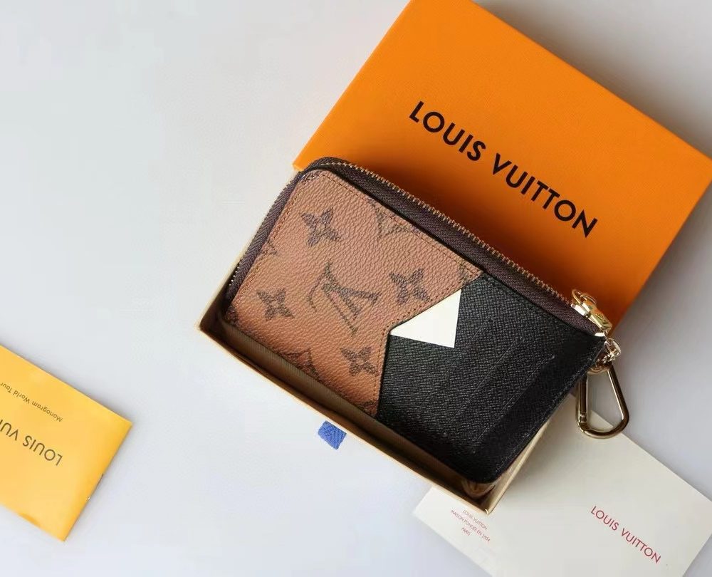 1:1 Replica Louis Vuitton Card Holder Recto Verso Monogram and Monogram Reverse Canvas For Women, Women's Wallets 5.1in/13cm LV