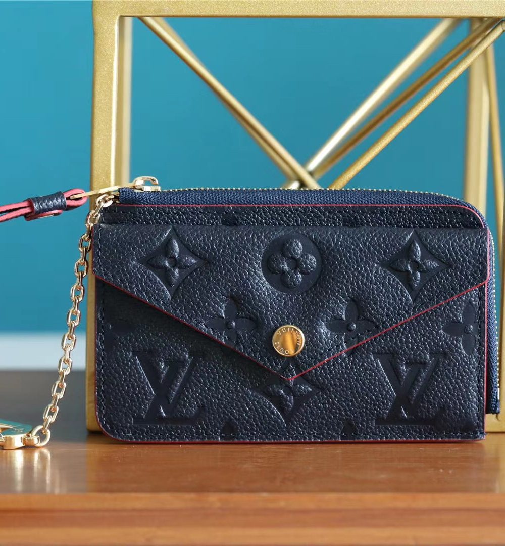 1:1 Replica Louis Vuitton Card Holder Recto Verso Monogram Empreinte Navy Blue / Red For Women, Women's Wallets 5.1in/13cm LV M69420