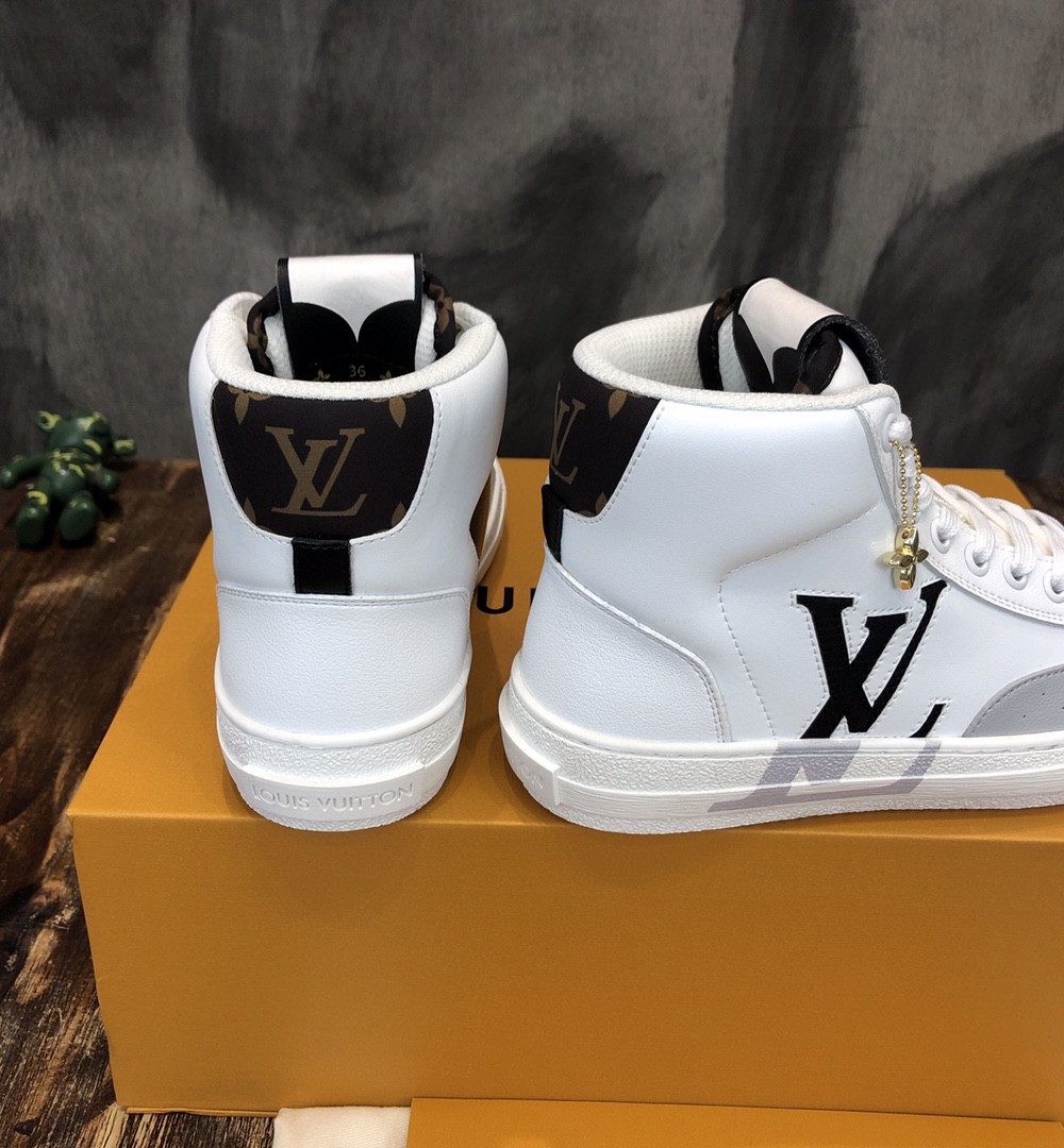 Louis Vuitton Charlie Sneaker Boot Mix Of Recycled And Bio Based Materials White For Women LV 1A9RYU