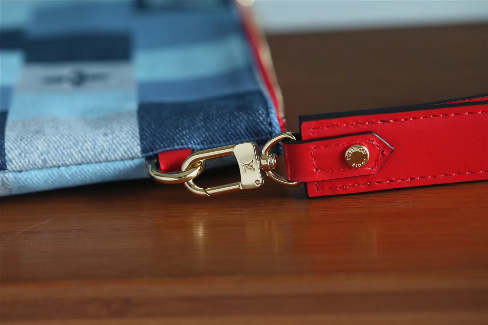 1:1 Replica Louis Vuitton City Pouch Monogram Denim Canvas Red For Women, Women's Wallets 9.1in/23cm LV M68761 - Image 3