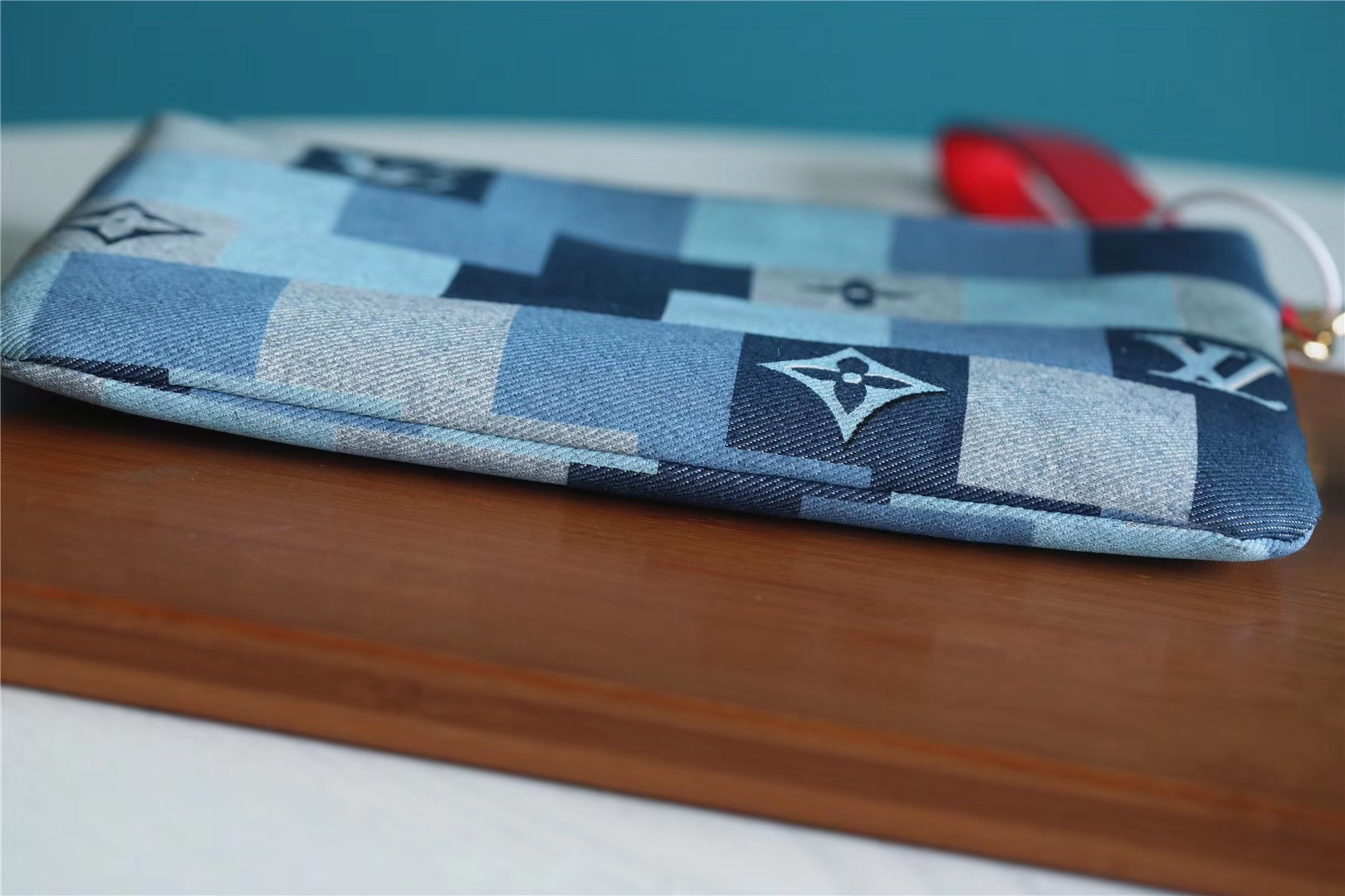 1:1 Replica Louis Vuitton City Pouch Monogram Denim Canvas Red For Women, Women's Wallets 9.1in/23cm LV M68761 - Image 8