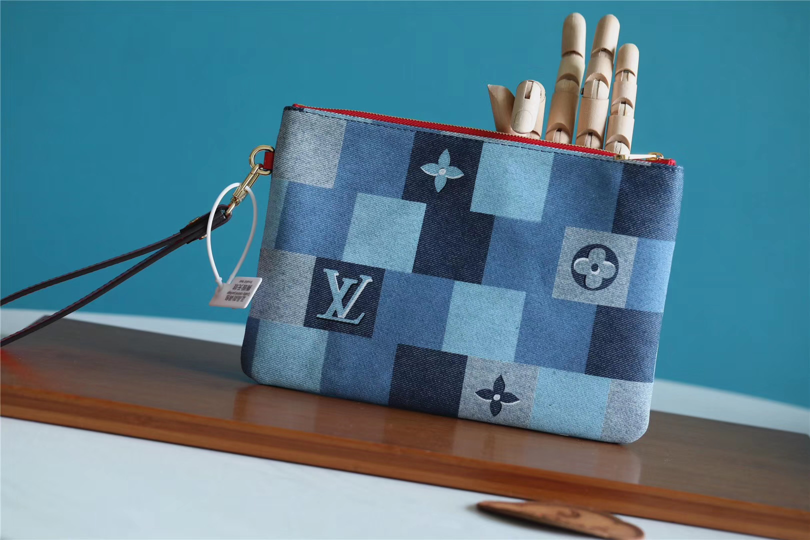 1:1 Replica Louis Vuitton City Pouch Monogram Denim Canvas Red For Women, Women's Wallets 9.1in/23cm LV M68761 - Image 9