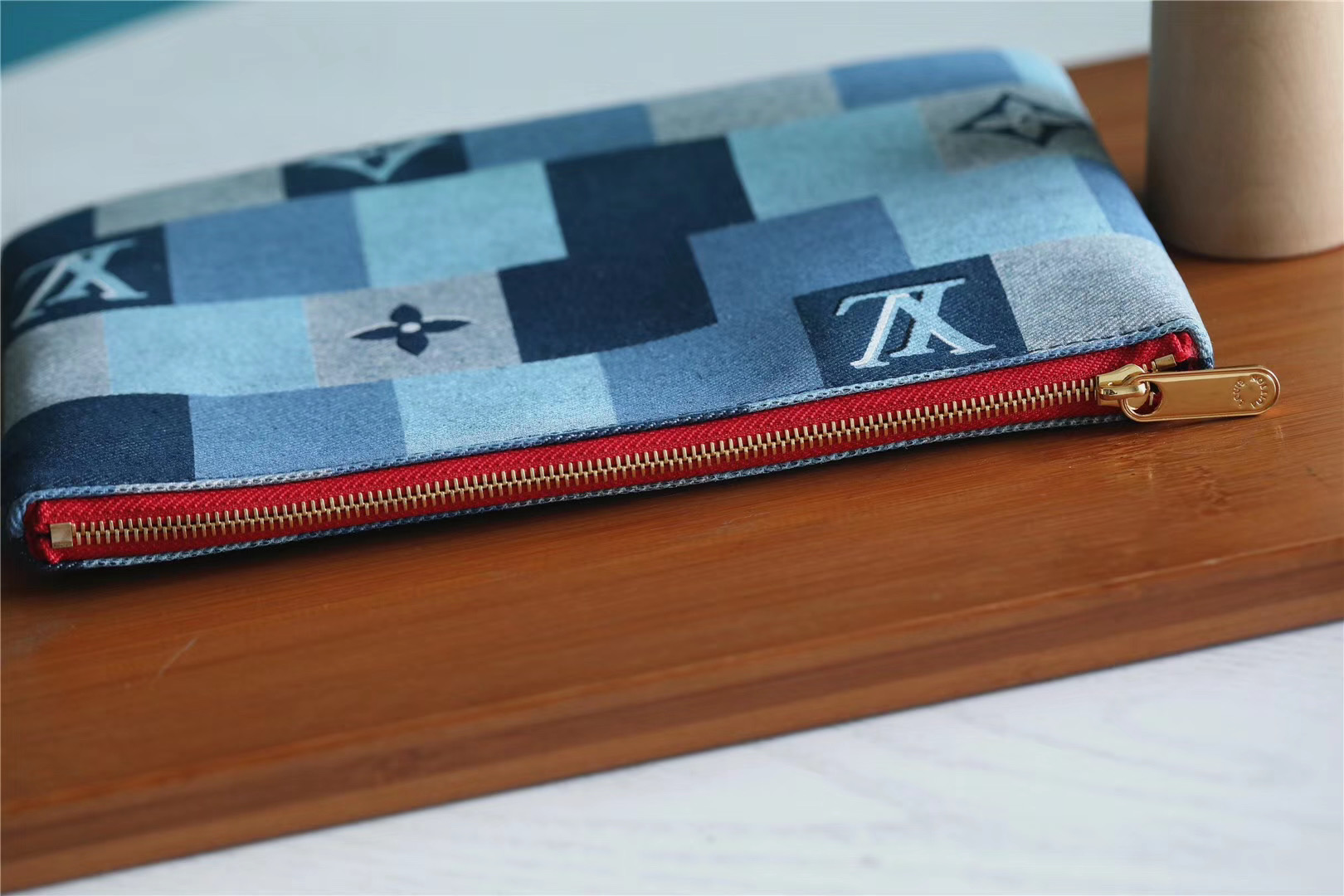 1:1 Replica Louis Vuitton City Pouch Monogram Denim Canvas Red For Women, Women's Wallets 9.1in/23cm LV M68761 - Image 7