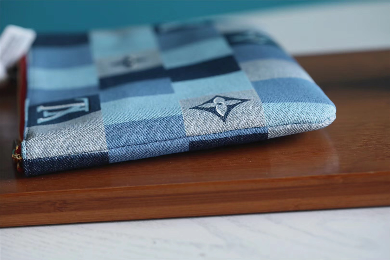 1:1 Replica Louis Vuitton City Pouch Monogram Denim Canvas Red For Women, Women's Wallets 9.1in/23cm LV M68761 - Image 6