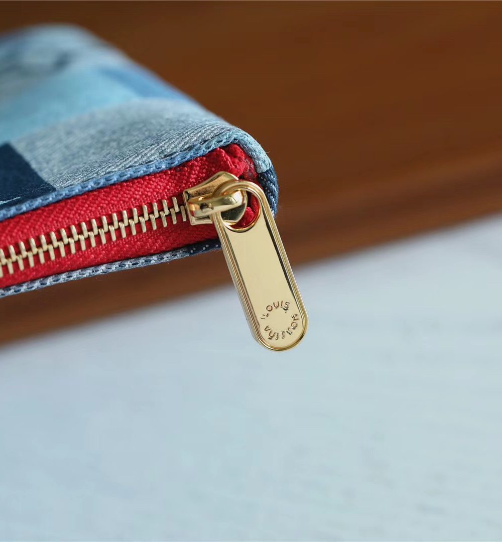 1:1 Replica Louis Vuitton City Pouch Monogram Denim Canvas Red For Women, Women's Wallets 9.1in/23cm LV M68761