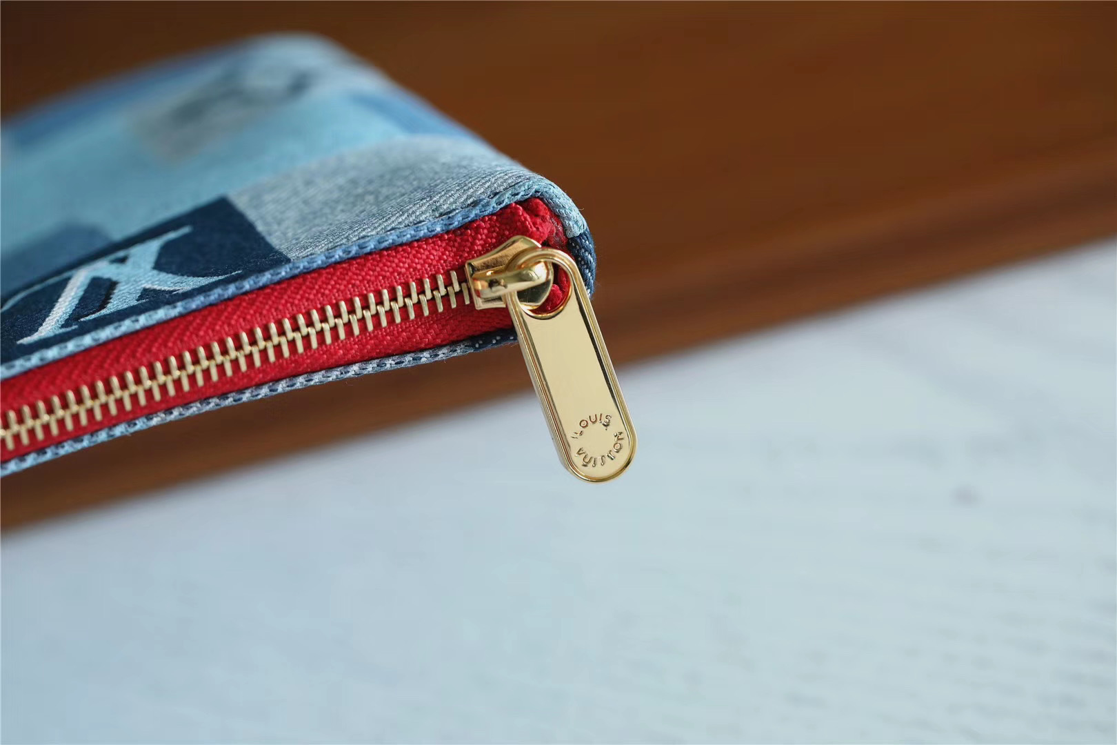 1:1 Replica Louis Vuitton City Pouch Monogram Denim Canvas Red For Women, Women's Wallets 9.1in/23cm LV M68761 - Image 2
