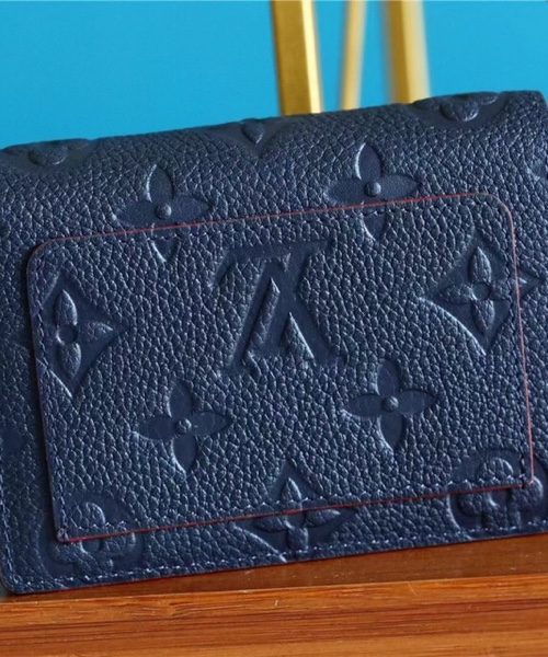 1:1 Replica Louis Vuitton Clea Wallet Monogram Empreinte Navy Blue For Women, Women's Wallets 1.3in/11cm LV