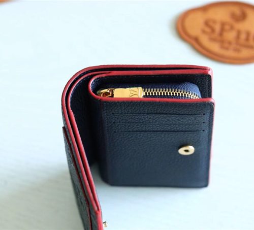 1:1 Replica Louis Vuitton Clea Wallet Monogram Empreinte Navy Blue For Women, Women's Wallets 1.3in/11cm LV