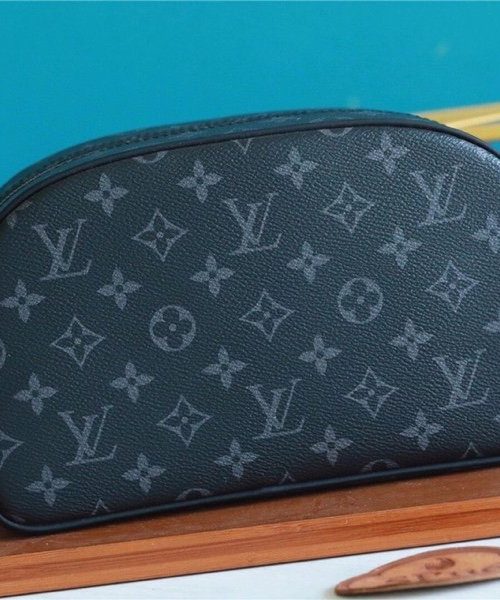1:1 Replica Louis Vuitton Cosmetic Pouch Monogram Eclipse For Women, Women's Wallets 6.7in/17cm LV M60024