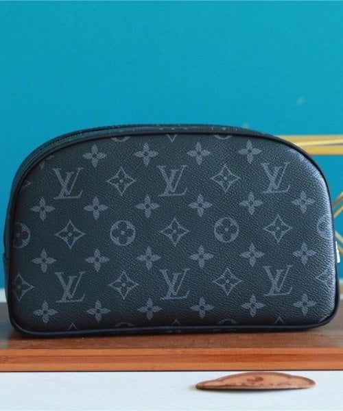 1:1 Replica Louis Vuitton Cosmetic Pouch Monogram Eclipse For Women, Women's Wallets 6.7in/17cm LV M60024