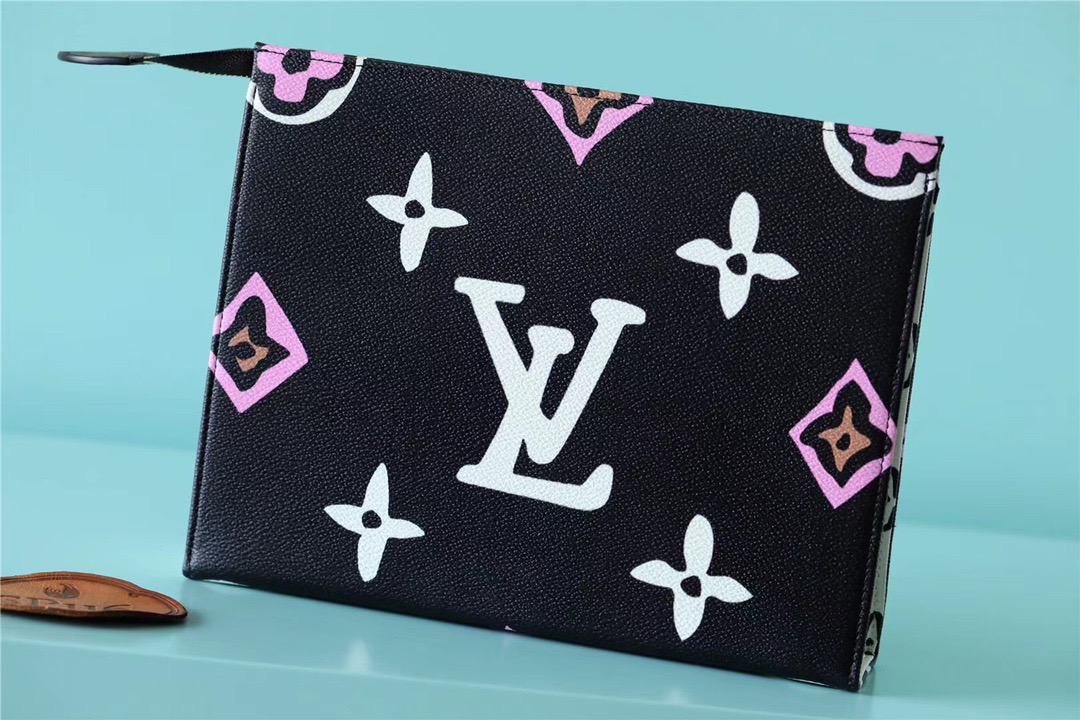 1:1 Replica Louis Vuitton Cosmetic Toiletry Pouch 26 Waxed Monogram Canvas Black For Women, Women's Wallets 9.8in/25cm LV M80751 - Image 7