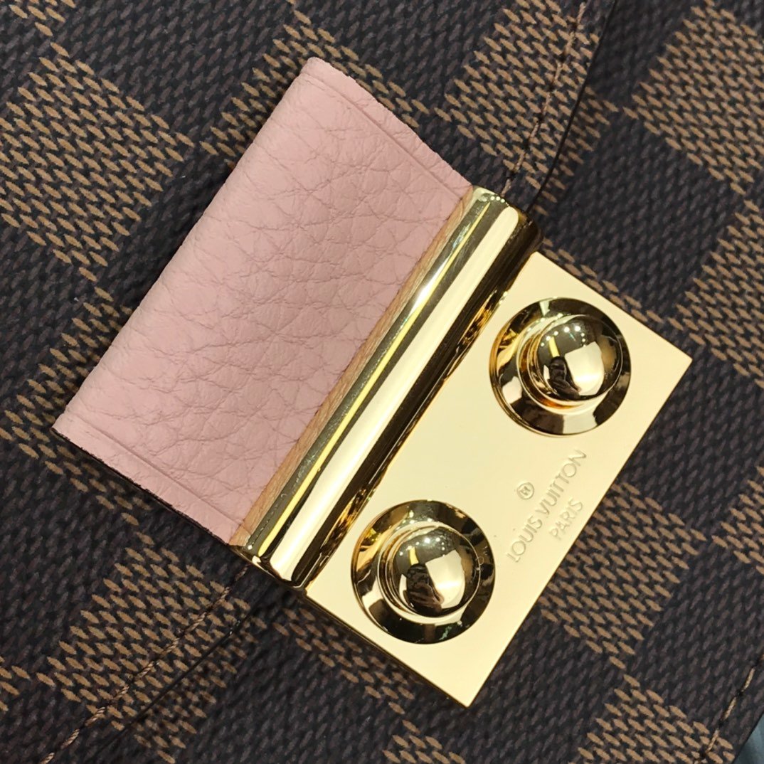1:1 Replica Louis Vuitton Croisette Chain Wallet Damier Ebene Canvas Magnolia Pink For Women, Women's Wallet 8.3in/21cm LV N60287 - Image 6