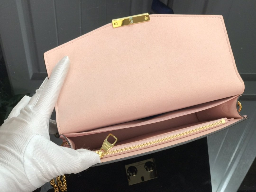 1:1 Replica Louis Vuitton Croisette Chain Wallet Damier Ebene Canvas Magnolia Pink For Women, Women's Wallet 8.3in/21cm LV N60287 - Image 9