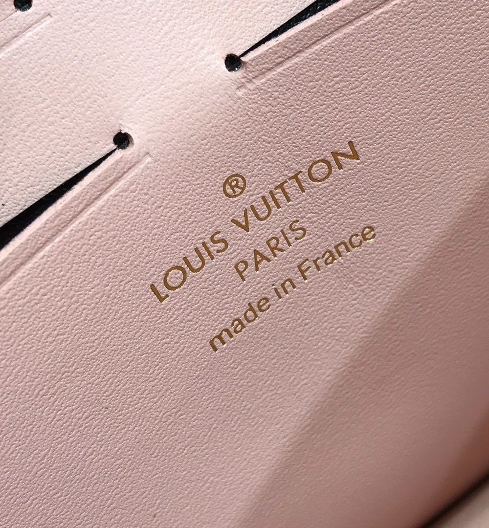 1:1 Replica Louis Vuitton Croisette Chain Wallet Damier Ebene Canvas Magnolia Pink For Women, Women's Wallet 8.3in/21cm LV N60287