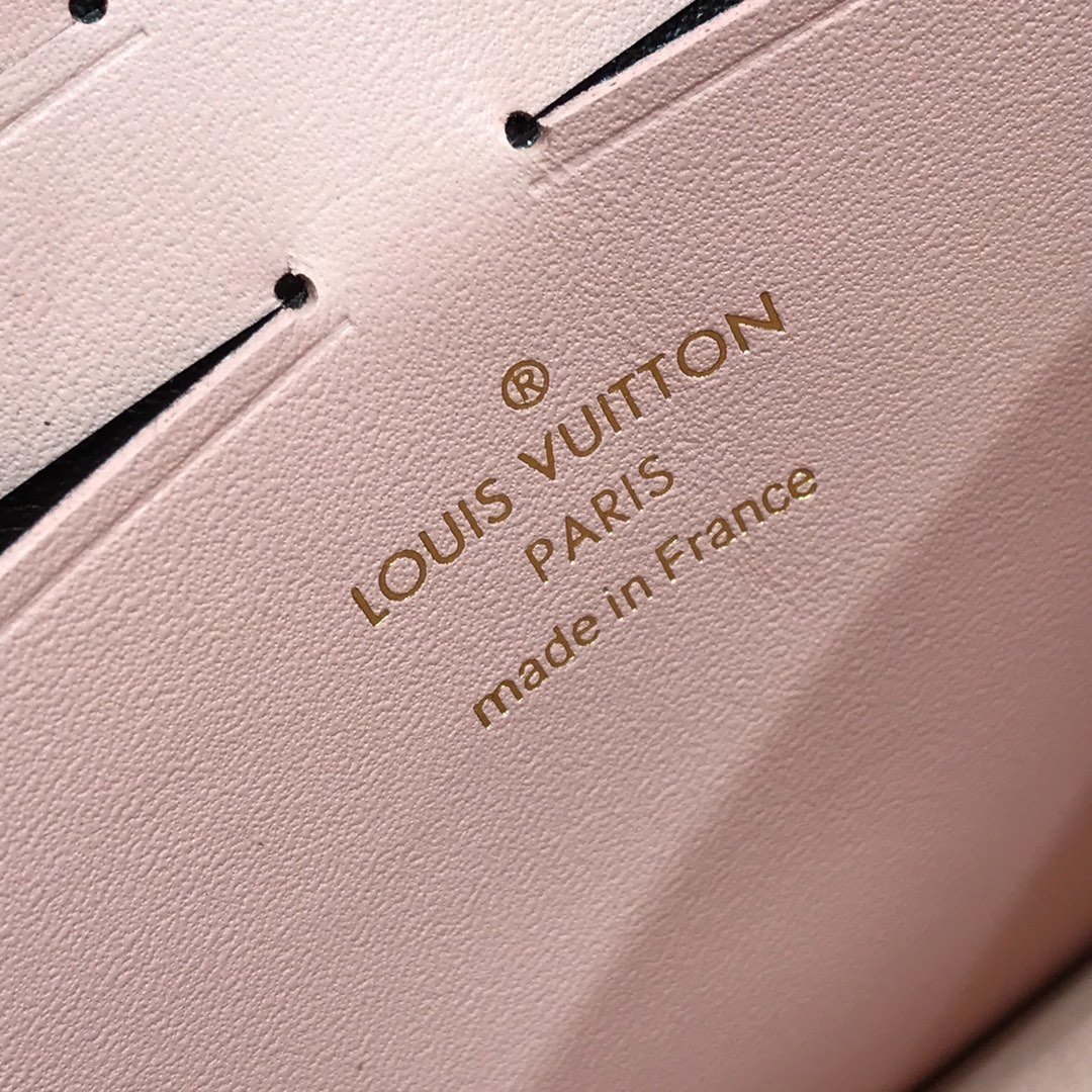 1:1 Replica Louis Vuitton Croisette Chain Wallet Damier Ebene Canvas Magnolia Pink For Women, Women's Wallet 8.3in/21cm LV N60287 - Image 4