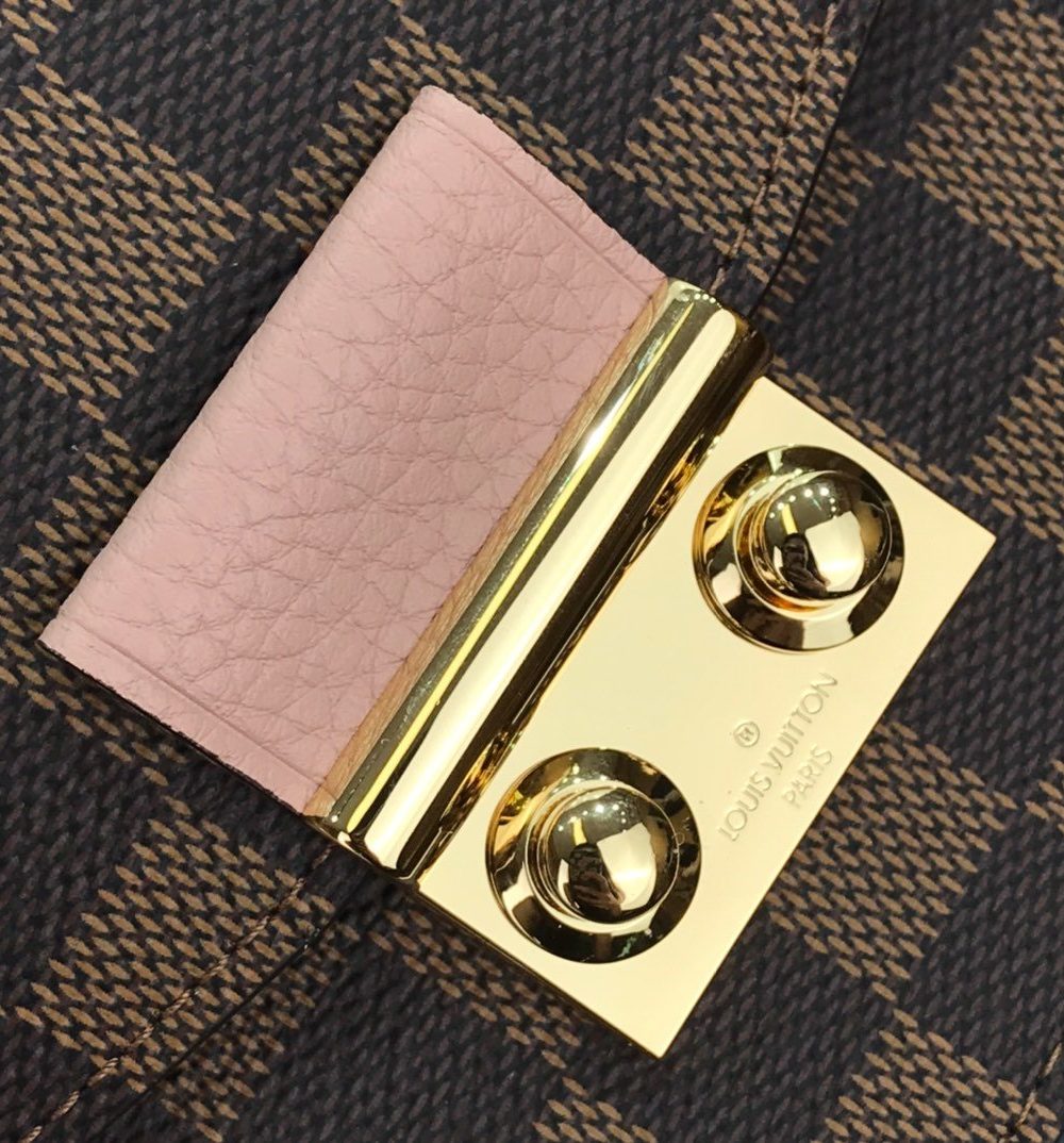 1:1 Replica Louis Vuitton Croisette Chain Wallet Damier Ebene Canvas Magnolia Pink For Women, Women's Wallet 8.3in/21cm LV N60287