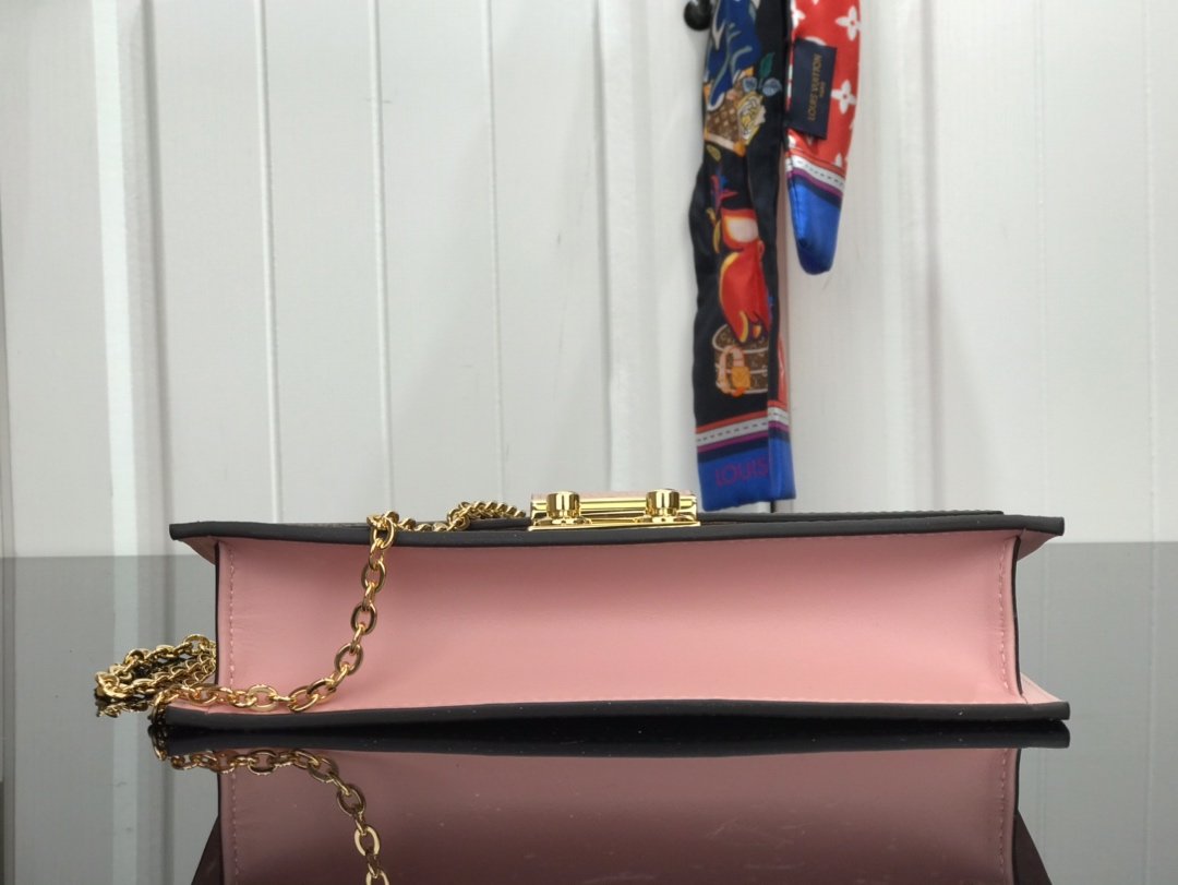 1:1 Replica Louis Vuitton Croisette Chain Wallet Damier Ebene Canvas Magnolia Pink For Women, Women's Wallet 8.3in/21cm LV N60287 - Image 7