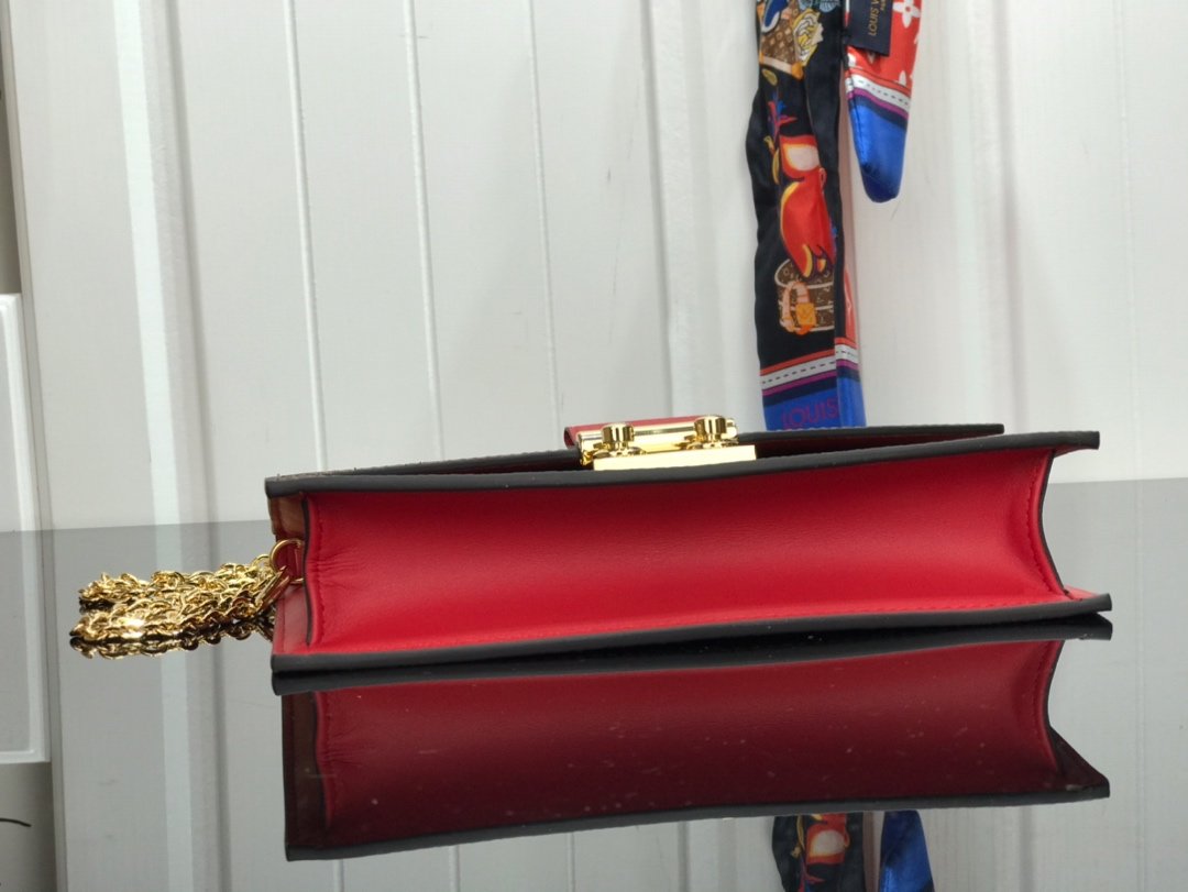 1:1 Replica Louis Vuitton Croisette Chain Wallet Damier Ebene Canvas Scarlet Red For Women, Women's Wallet 8.3in/21cm LV N60288 - Image 4