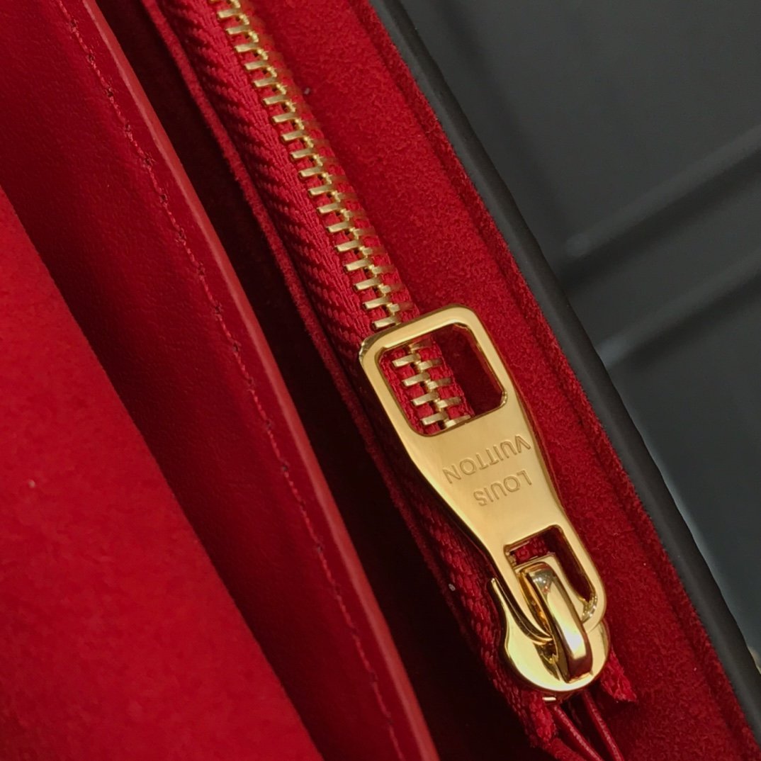 1:1 Replica Louis Vuitton Croisette Chain Wallet Damier Ebene Canvas Scarlet Red For Women, Women's Wallet 8.3in/21cm LV N60288 - Image 3