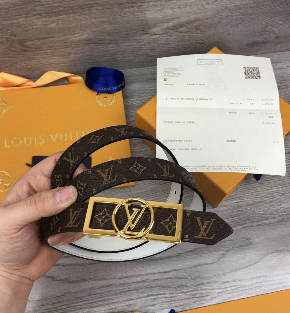 1:1 Replica Louis Vuitton Dauphine Reversible Belt Monogram Canvas, LV Women Belt