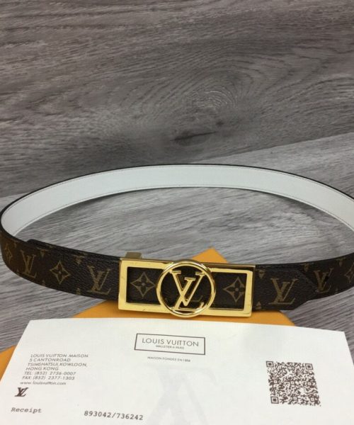 1:1 Replica Louis Vuitton Dauphine Reversible Belt Monogram Canvas, LV Women Belt