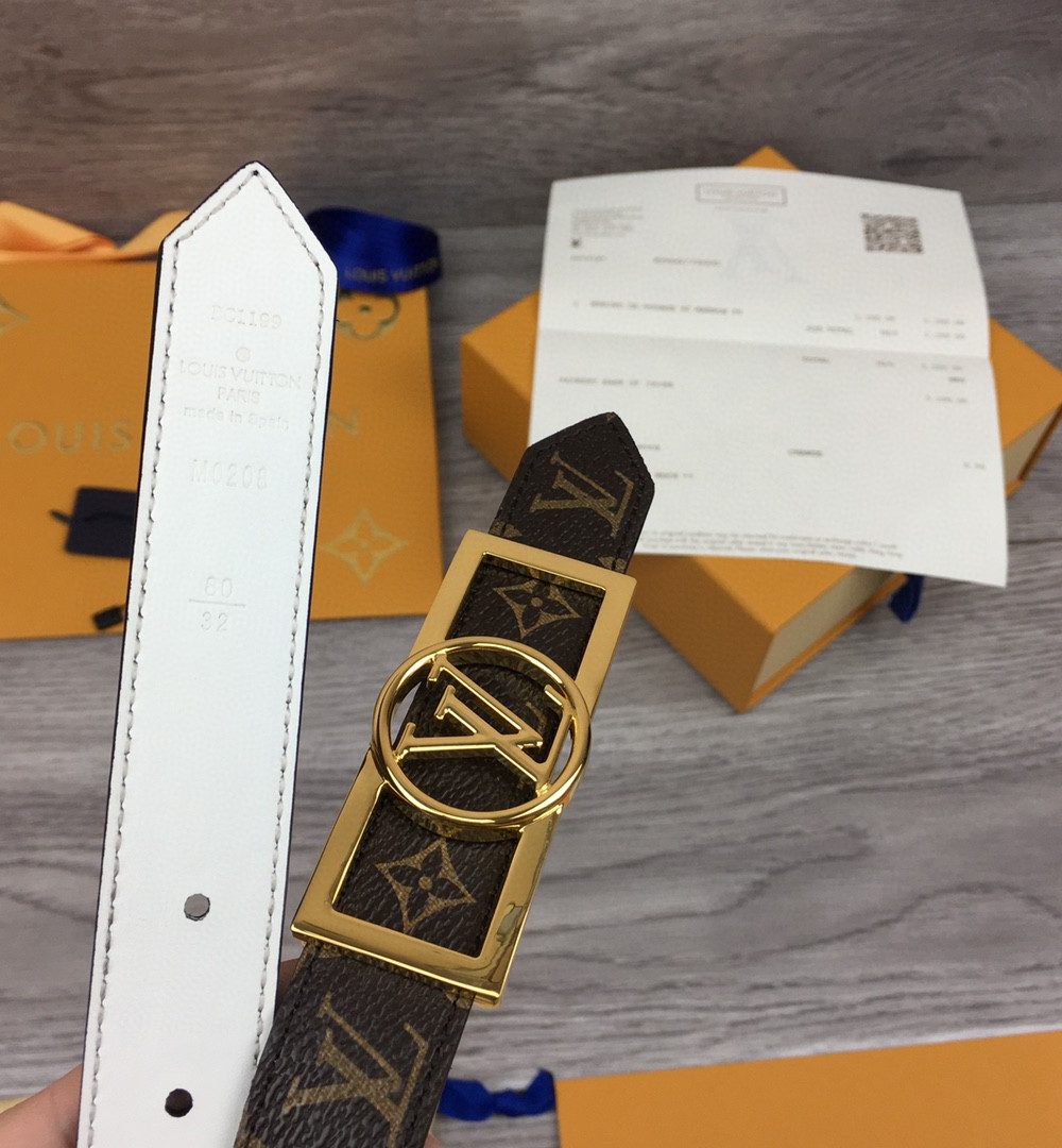 1:1 Replica Louis Vuitton Dauphine Reversible Belt Monogram Canvas, LV Women Belt