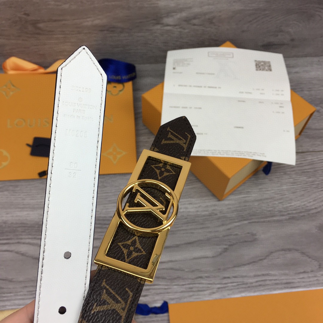 1:1 Replica Louis Vuitton Dauphine Reversible Belt Monogram Canvas, LV Women Belt - Image 4