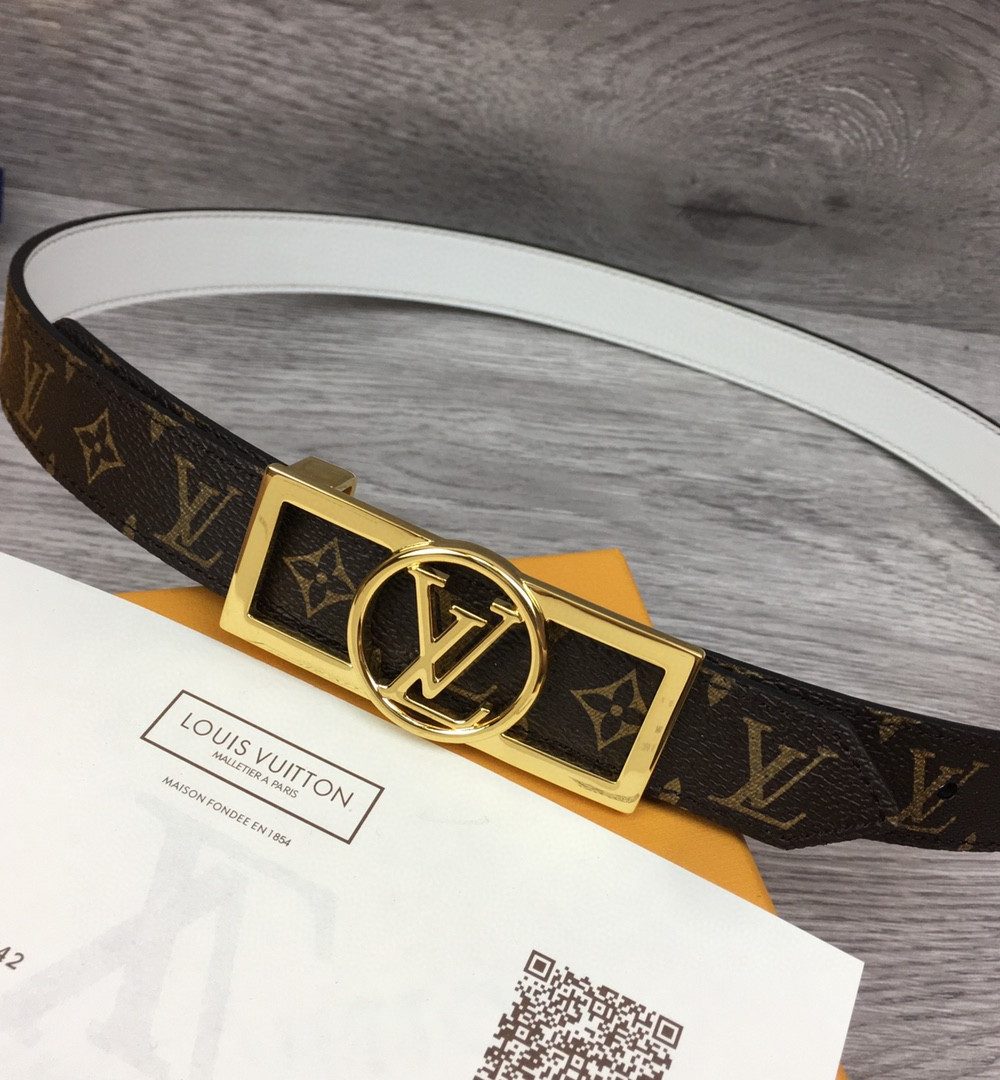 1:1 Replica Louis Vuitton Dauphine Reversible Belt Monogram Canvas, LV Women Belt