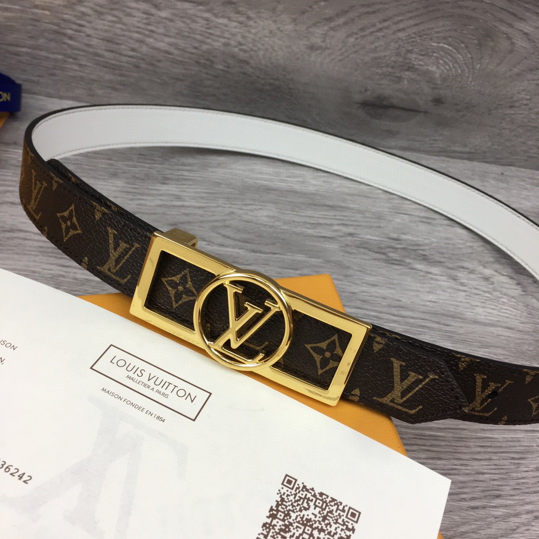 1:1 Replica Louis Vuitton Dauphine Reversible Belt Monogram Canvas, LV Women Belt - Image 5